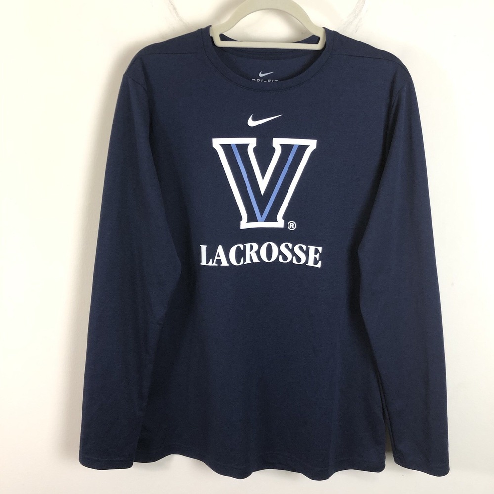 Nike Dri-Fit Villanova Lacrosse Long Sleeve Crewneck Mens L Navy Training NCAA